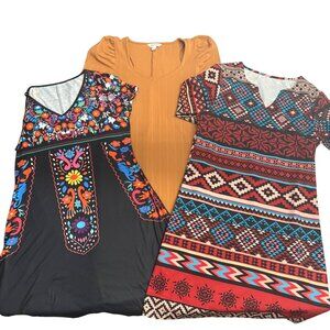 Lot Of 3 Womens Boho, Indie, & Western Midi & Maxi Dresses Size S